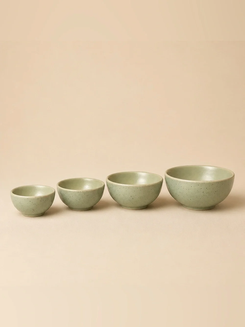 Greg Natale Ceramic Green Speckled Measuring Cup Bowls